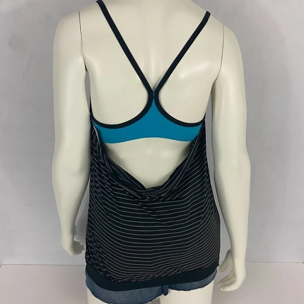 Nike Swim Women's / Girls Tankini Top Blue & Black Striped Size S/P Padded NWT